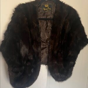 Luxurious Brown Faux Fur Cape by